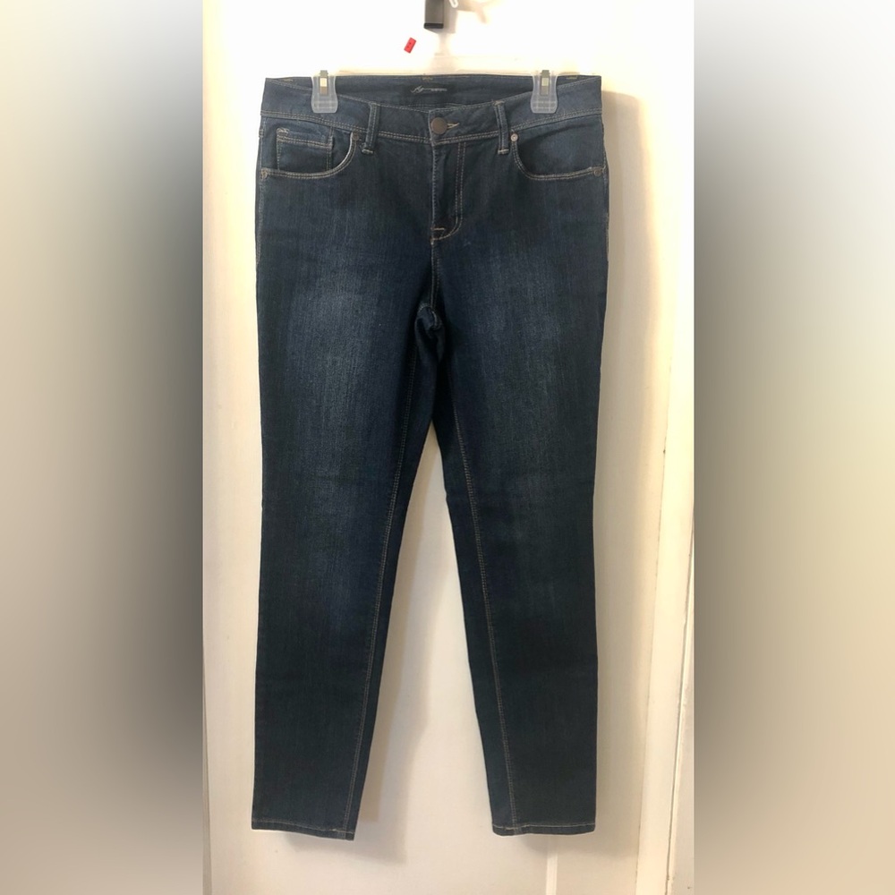 AZ DENIM BLUE JEAN STRETCHY SKINNY LEG 3 INCH ZIPPER FRONT
